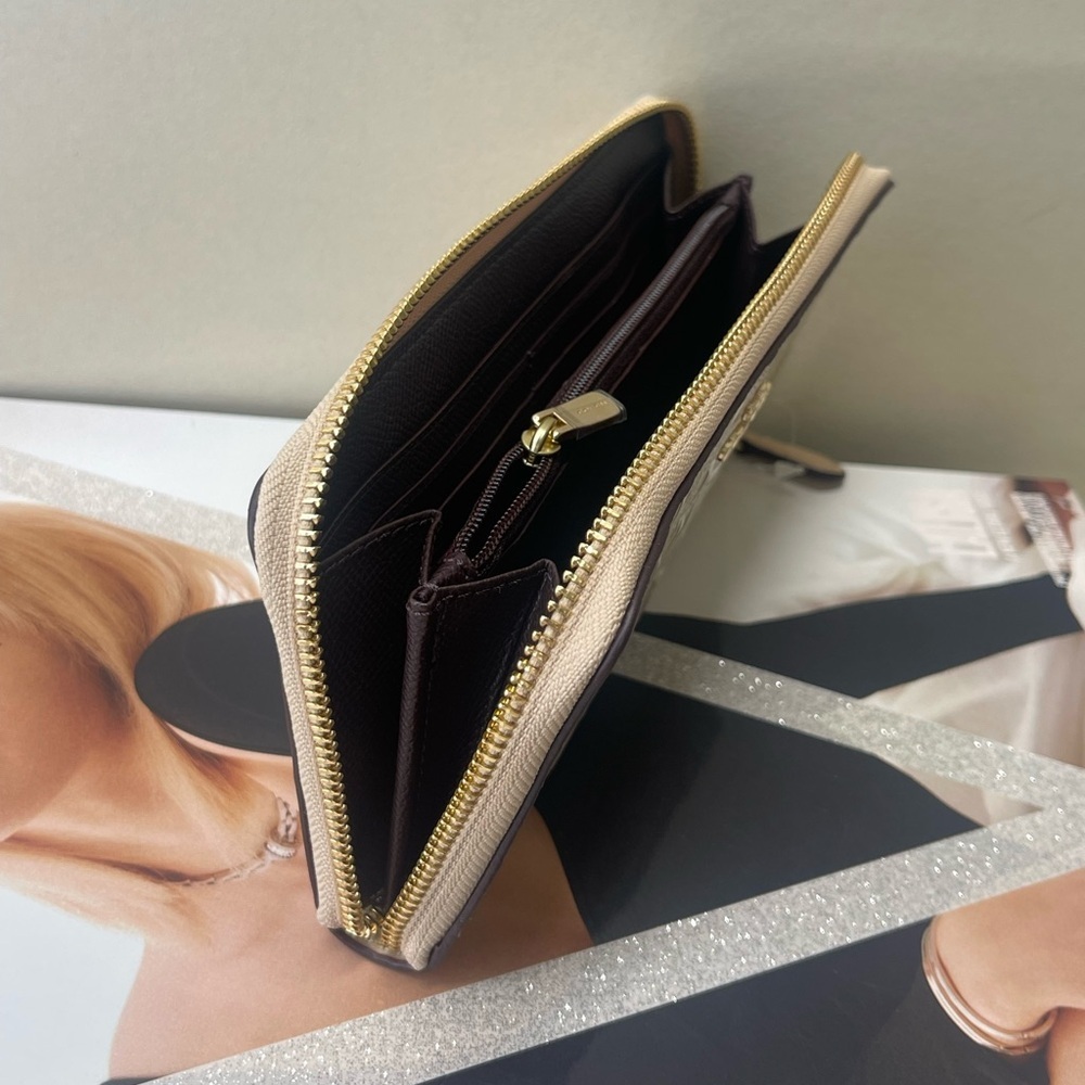 (new+card) Coach long wallet signature monogram beechwood beige taupe 7.5x4 inch - Picture 12 of 12